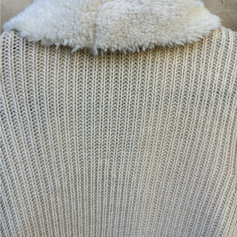 Napa Valley Cream Knit Sweater with Suede and Faux Fleece Open Front Cardigan PL - Picture 9 of 12